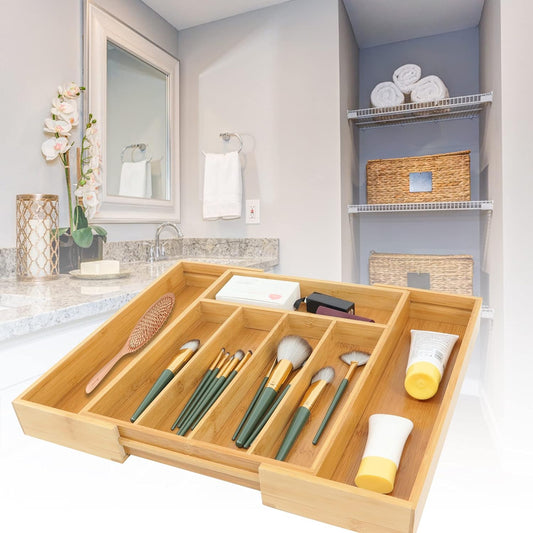 Setara Nav™ Premium Expandable Bamboo Drawer Organizer (Medium)
