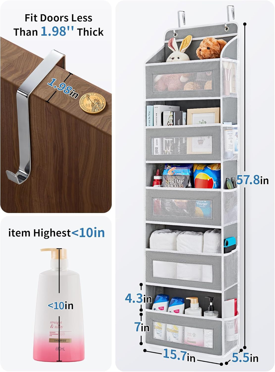 Setara Nav™ 5-Shelf Over the Door Hanging Storage Organizer