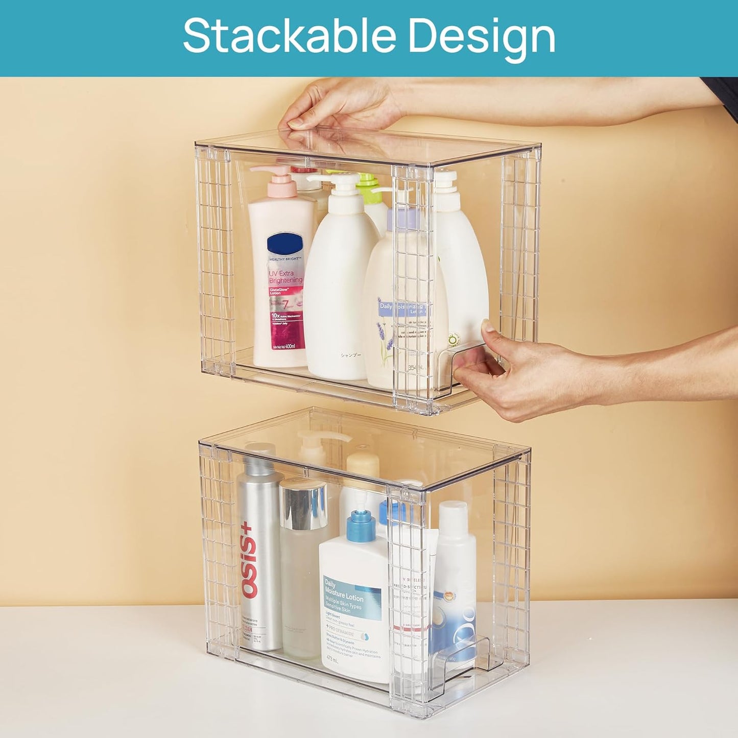 Setara Nav™ 4-Pack Stackable Clear Storage Drawers (9.7" High)