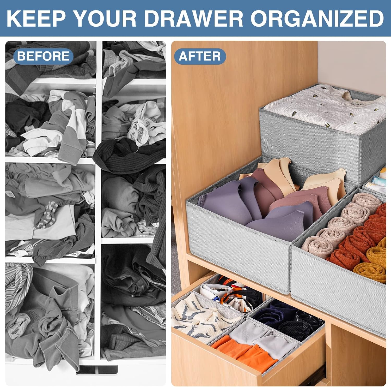 Setara Nav™ 12-Pack Foldable Fabric Drawer Organizer Bins