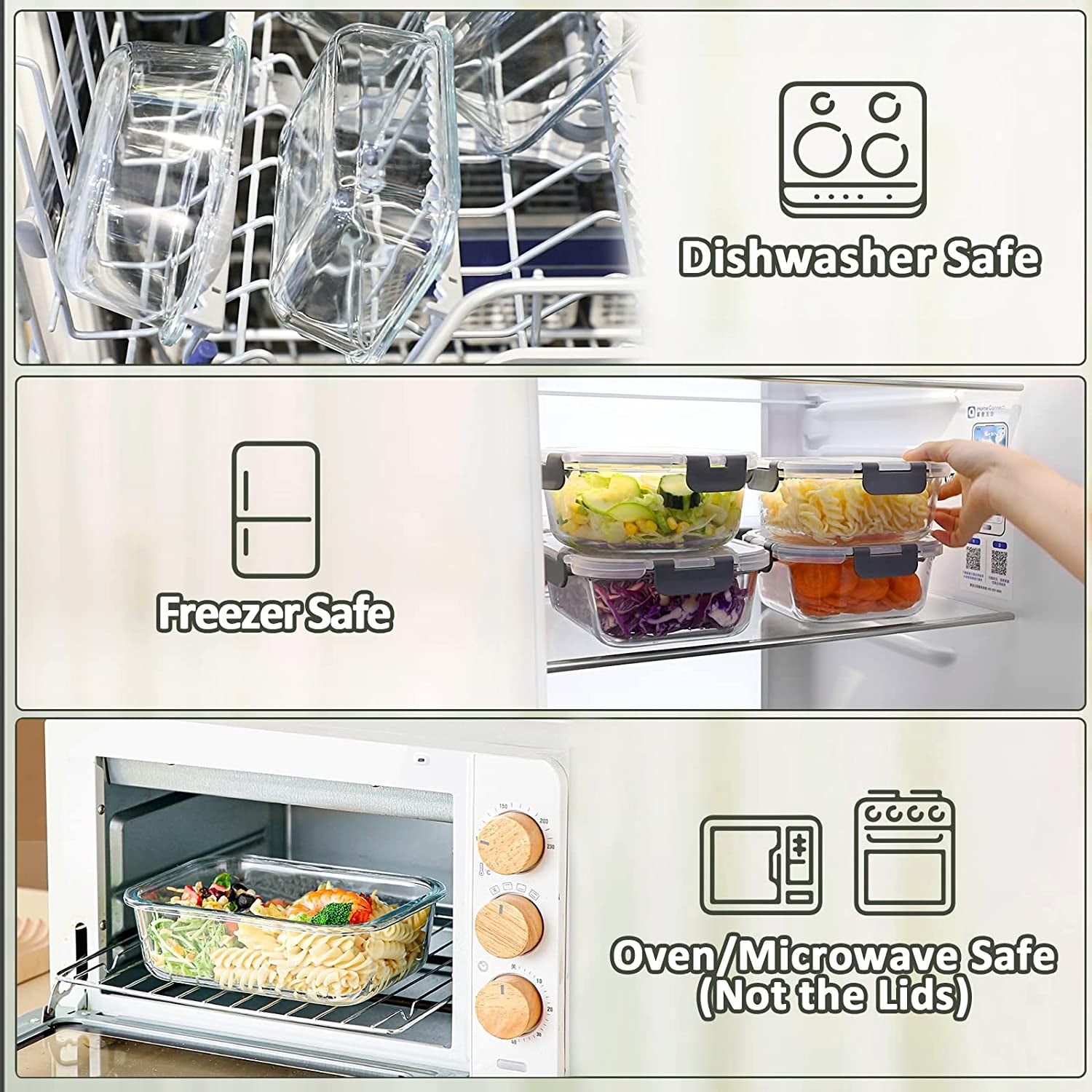 Setara Nav™ 10-Pack Premium Glass Food Storage Containers with Airtight Lids