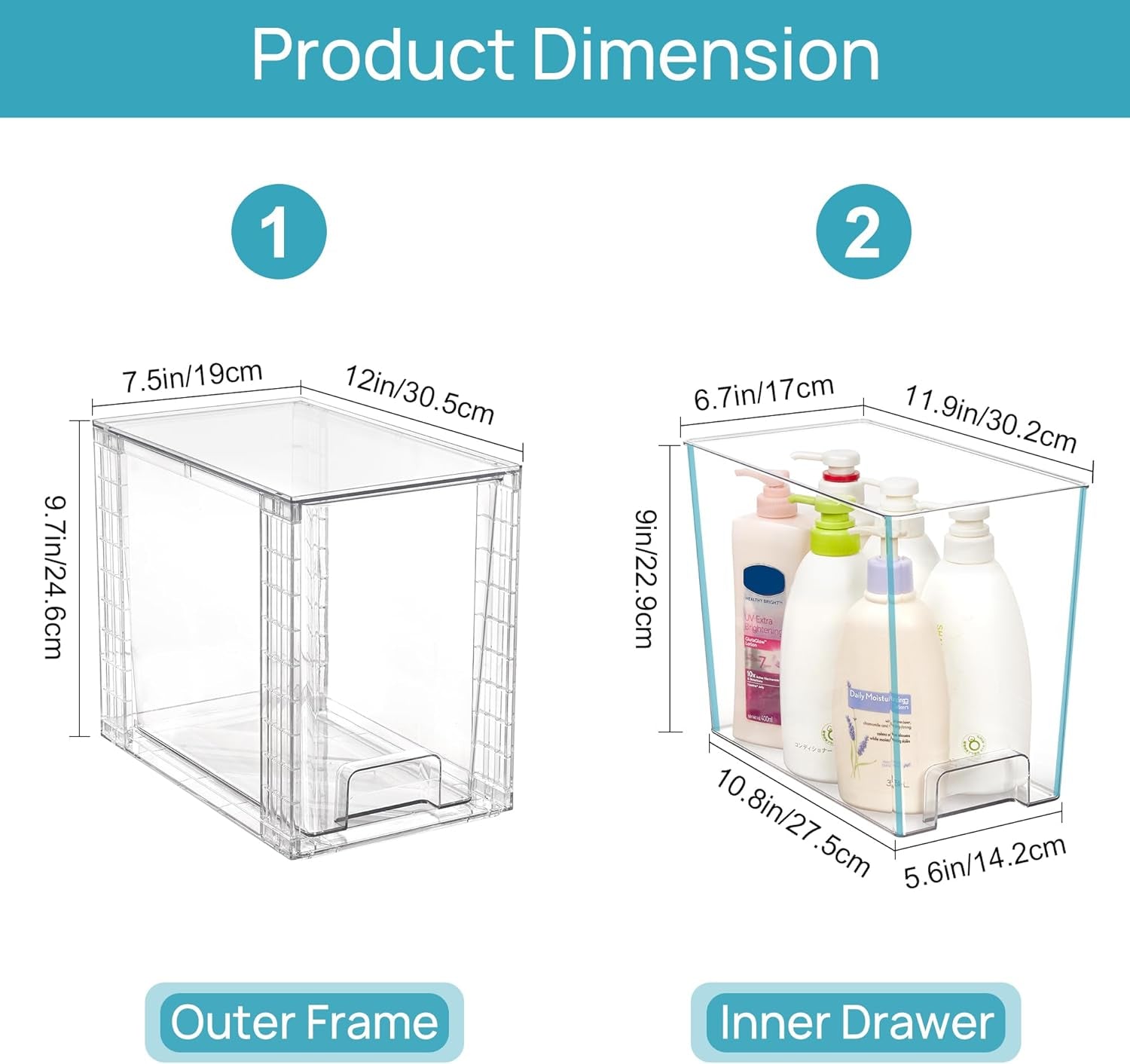 Setara Nav™ 4-Pack Stackable Clear Storage Drawers (9.7" High)