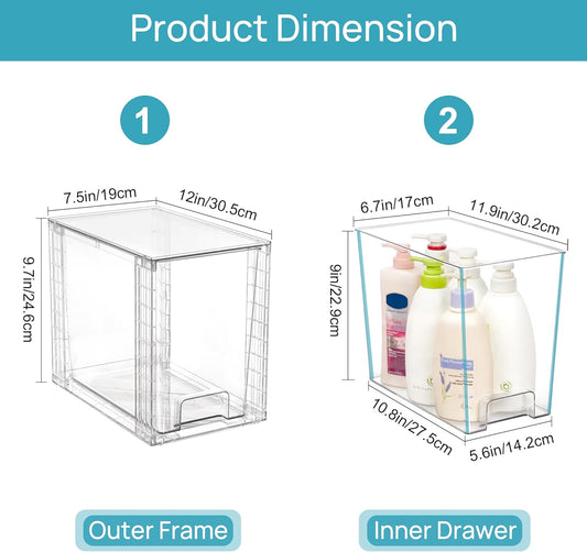Setara Nav™ 4-Pack Stackable Clear Storage Drawers (9.7" High)