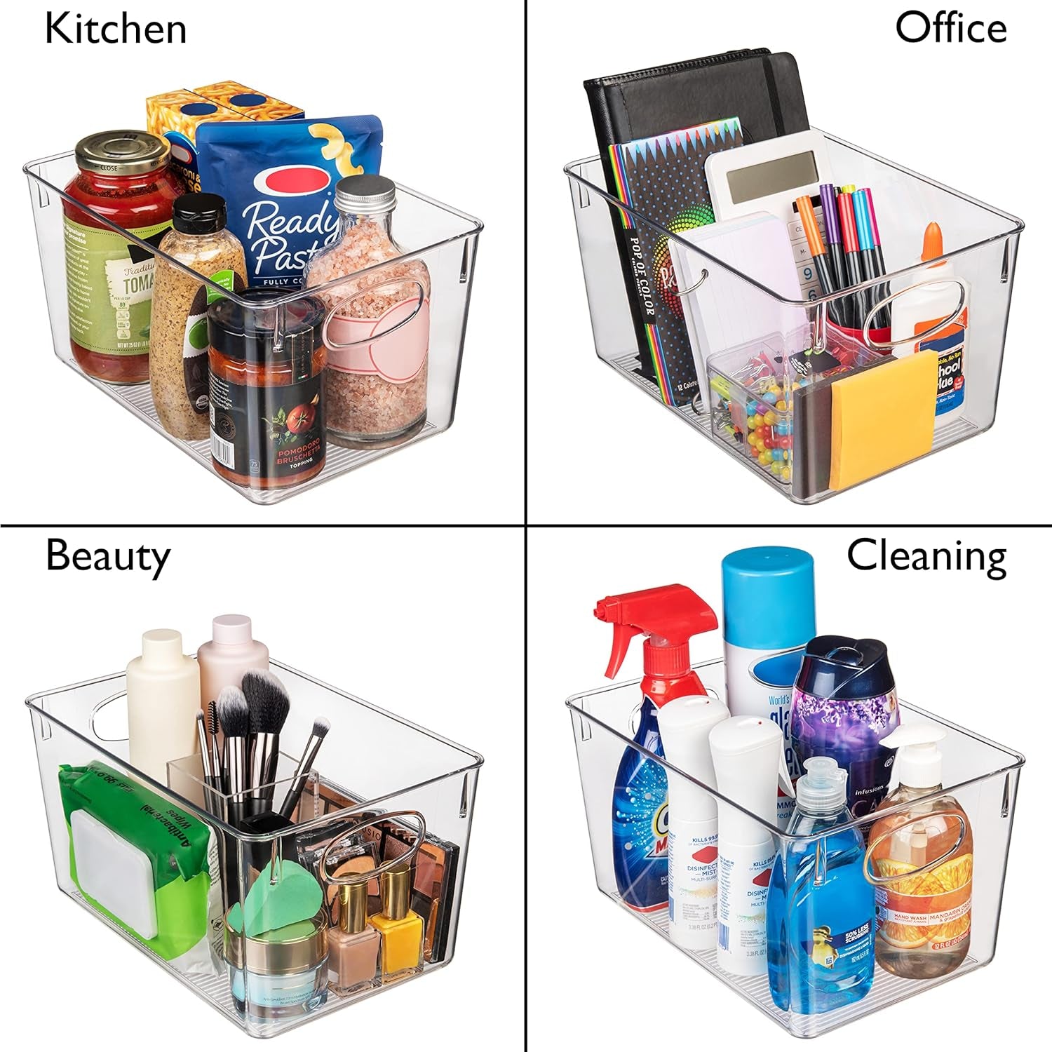 Setara Nav™ 4-Pack Premium Clear Storage Bins with Lids