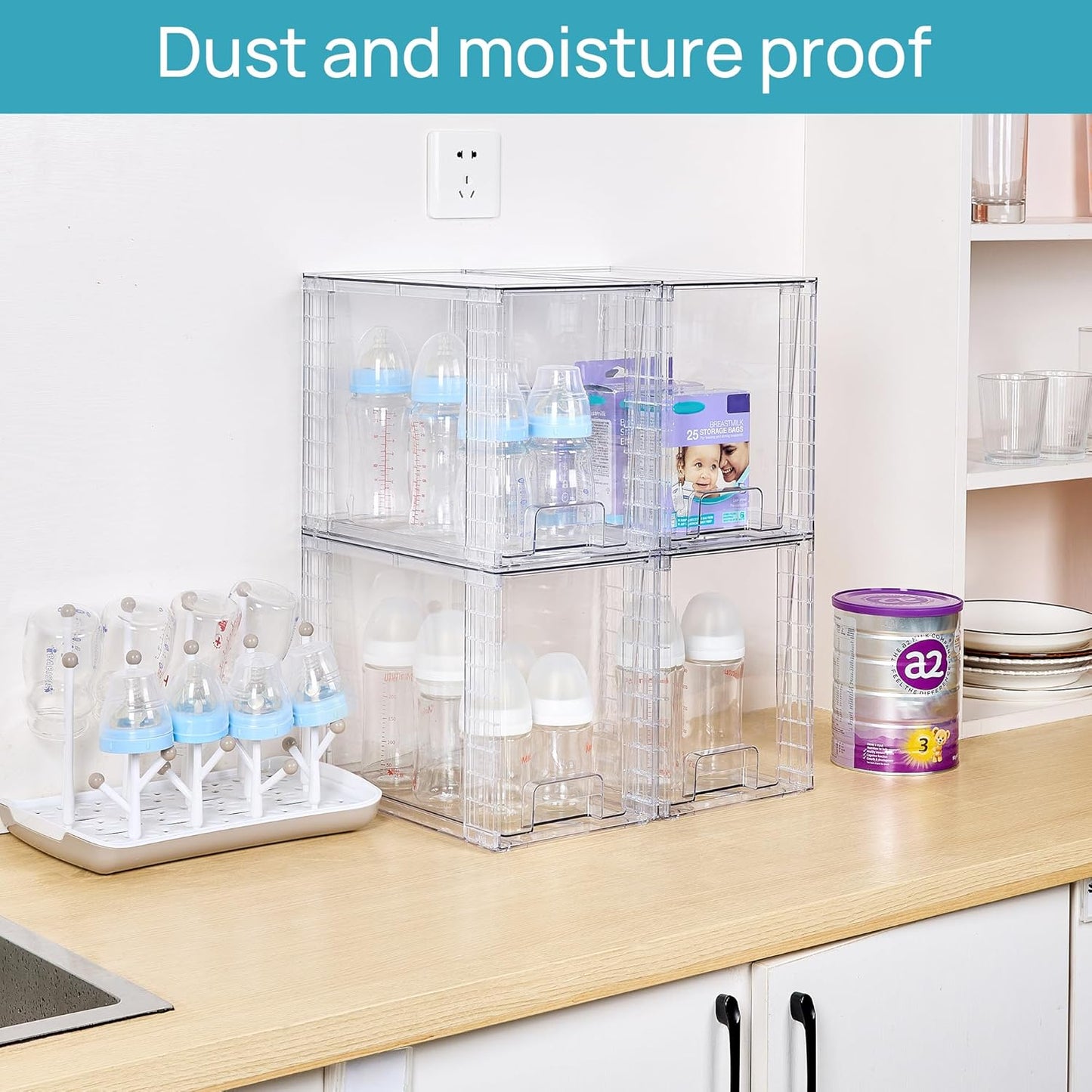 Setara Nav™ 4-Pack Stackable Clear Storage Drawers (9.7" High)