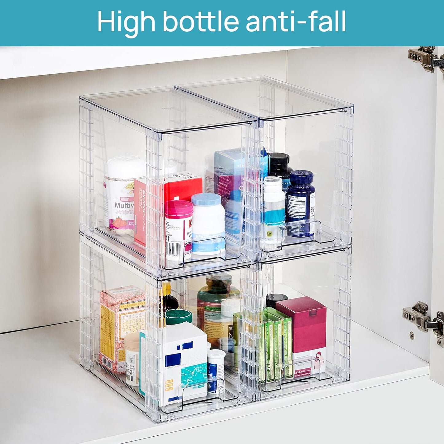 Setara Nav™ 4-Pack Stackable Clear Storage Drawers (9.7" High)