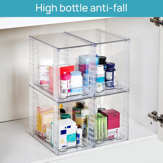 Setara Nav™ 4-Pack Stackable Clear Storage Drawers (9.7" High)