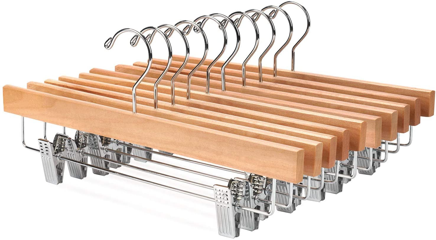 Setara Nav™ 10-Pack Solid Lotus Wood Pants & Skirt Hangers