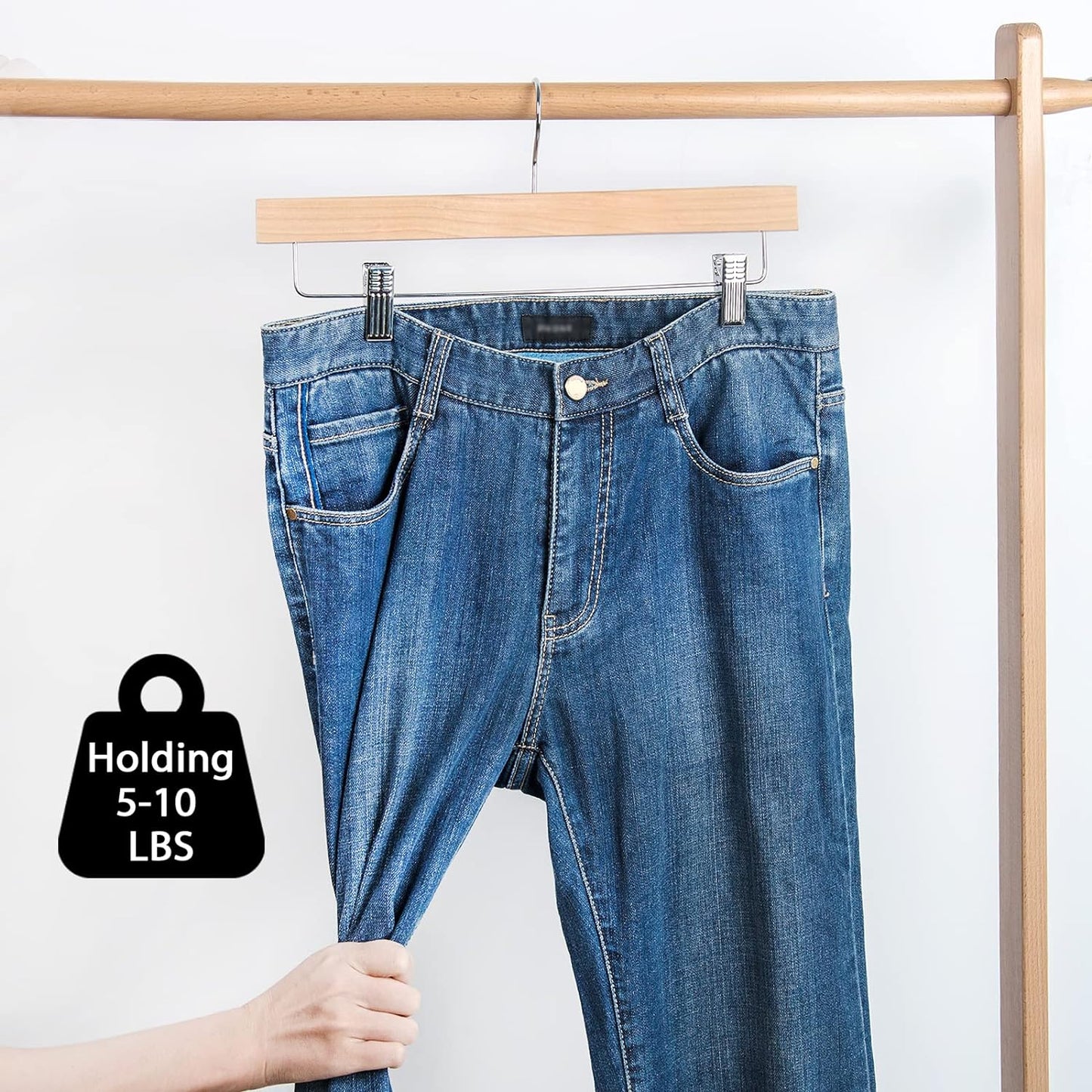 Setara Nav™ 10-Pack Solid Lotus Wood Pants & Skirt Hangers