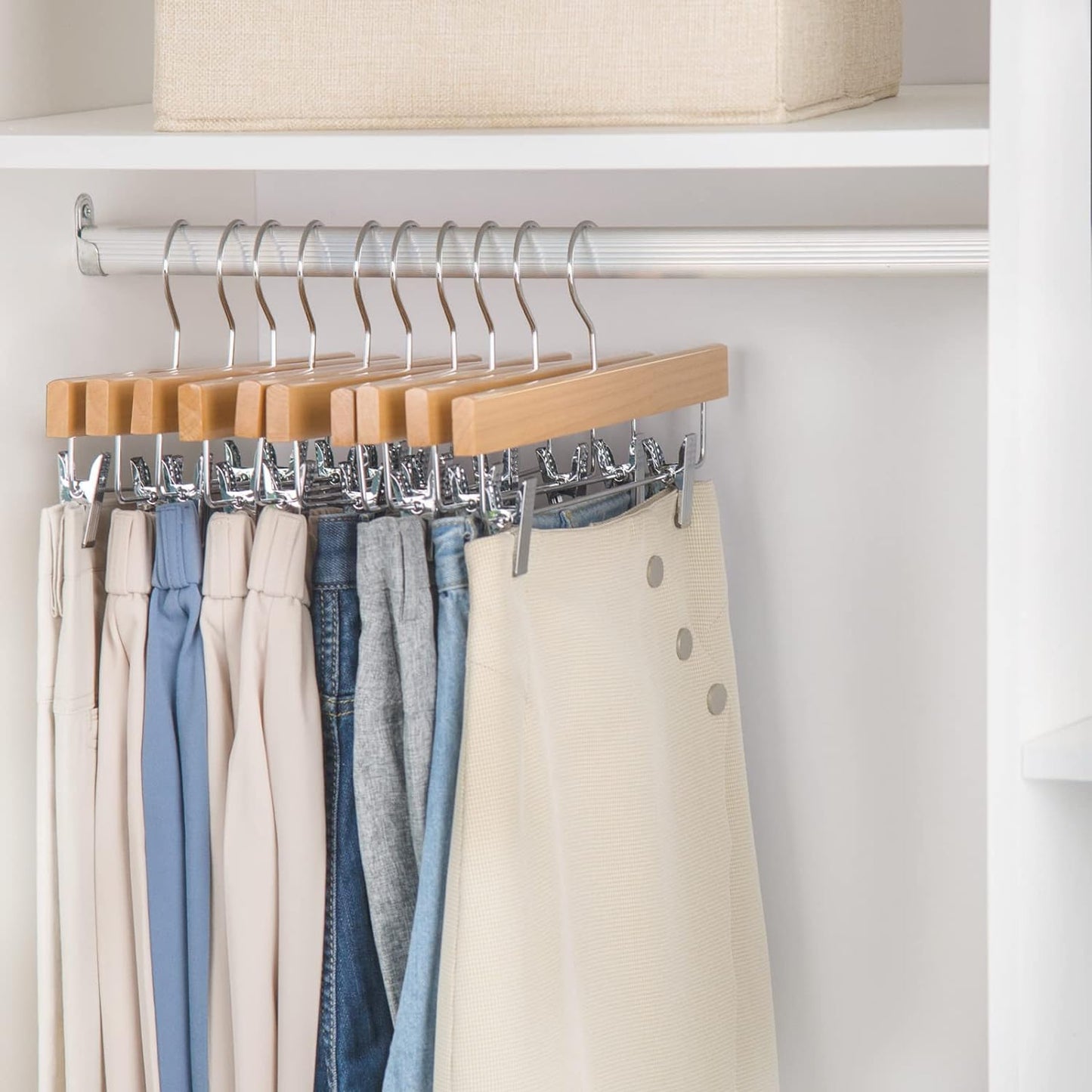 Setara Nav™ 10-Pack Solid Lotus Wood Pants & Skirt Hangers