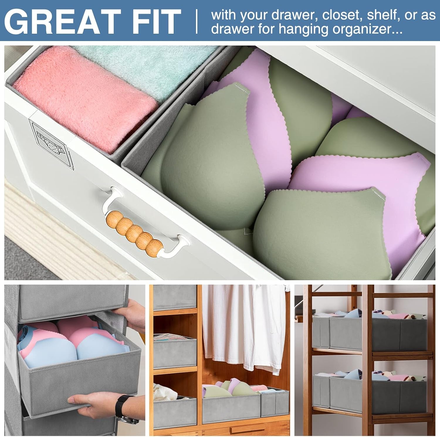 Setara Nav™ 12-Pack Foldable Fabric Drawer Organizer Bins