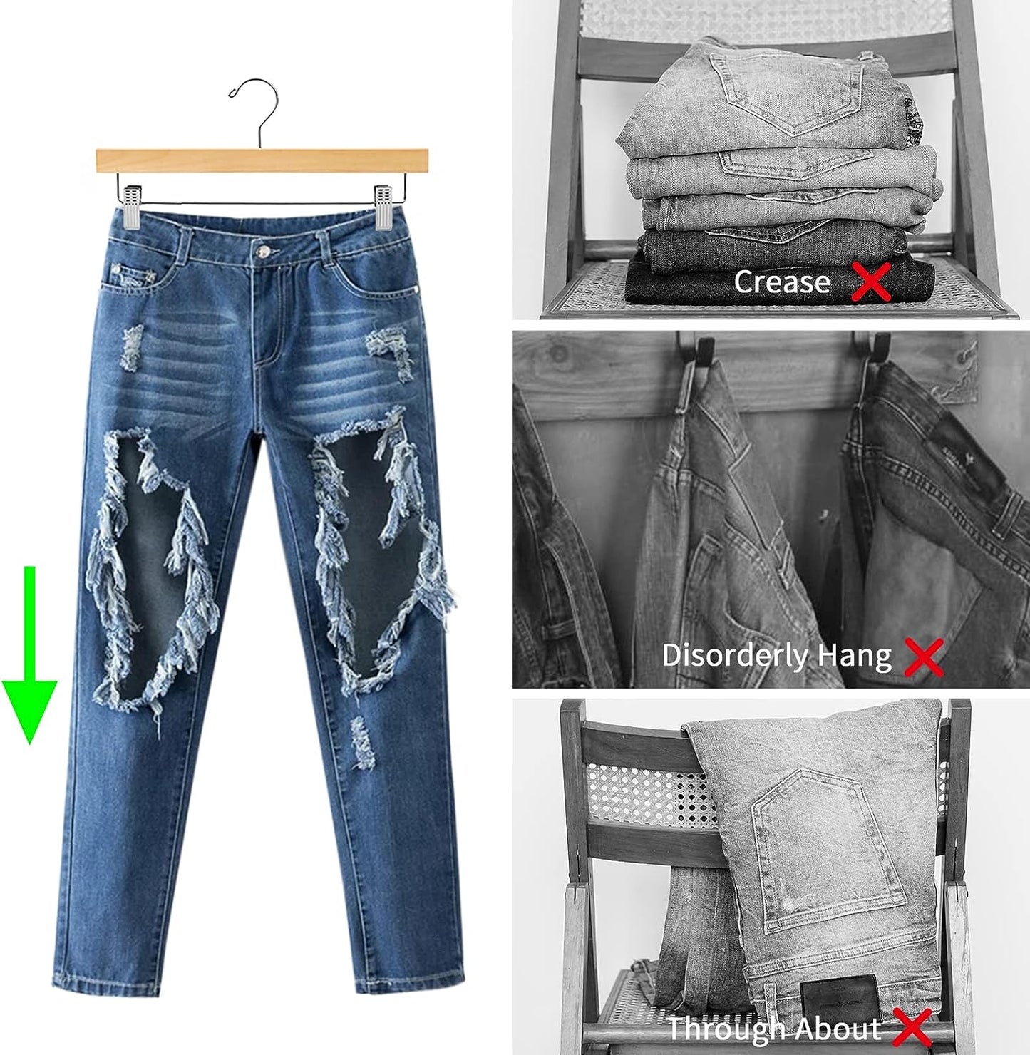 Setara Nav™ 10-Pack Solid Lotus Wood Pants & Skirt Hangers