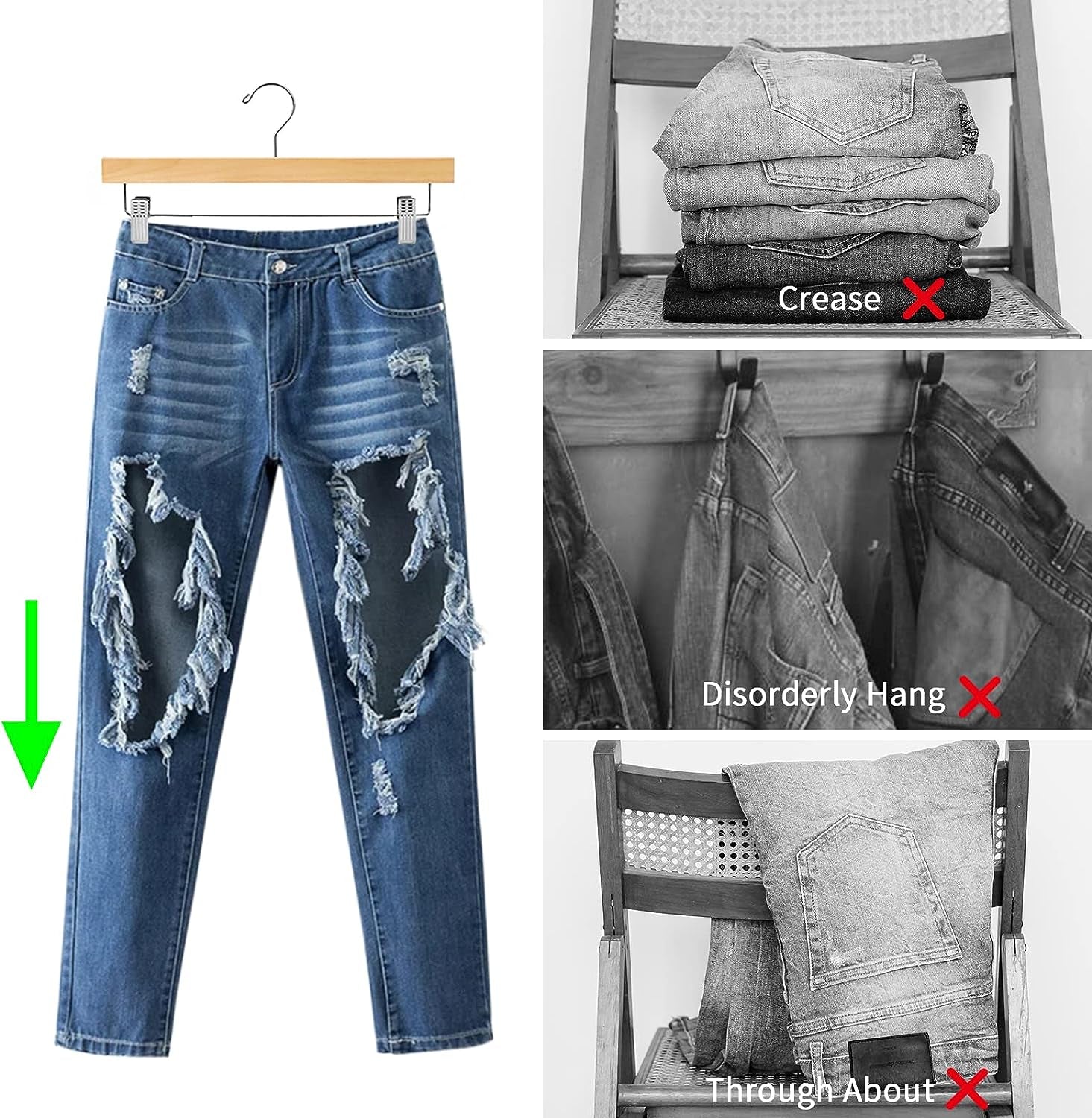 Setara Nav™ 10-Pack Solid Lotus Wood Pants & Skirt Hangers