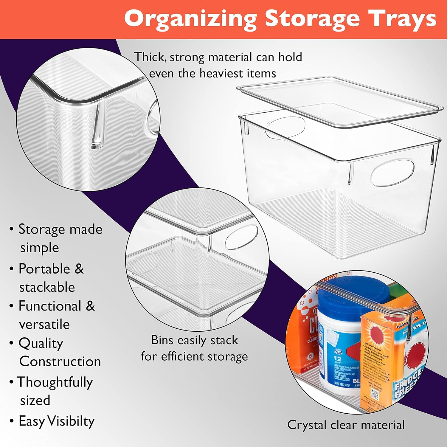 Setara Nav™ 4-Pack Premium Clear Storage Bins with Lids